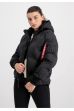 Jachetă ALPHA INDUSTRIES Wmn Hooded Logo Puffer Black
